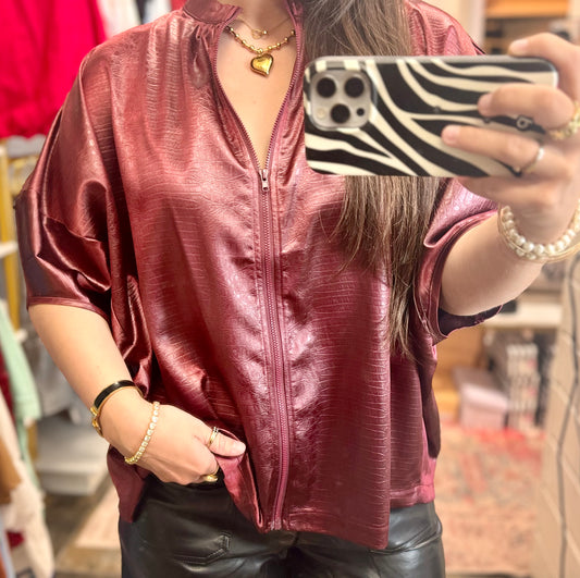 After Hours Top- Burgundy