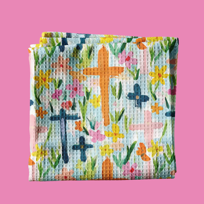 Easter Cross Christian Religious Kitchen Towel Waffle Baking