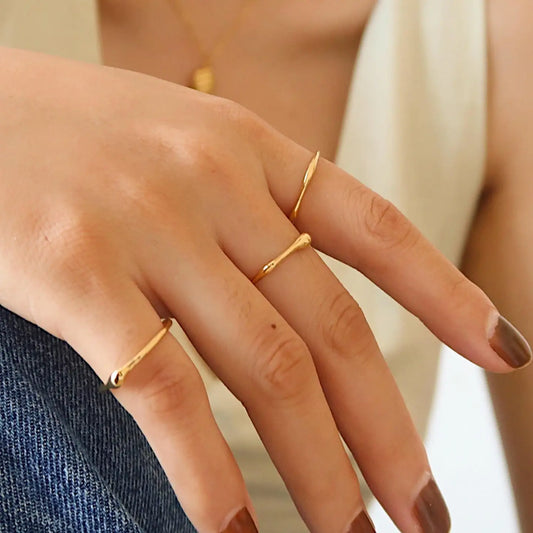 Rowena 18K Gold Non-Tarnish Minimalist Band Rings
