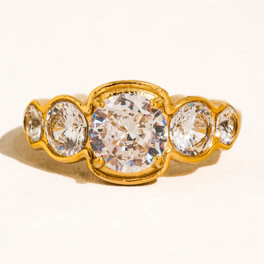 Irid 18K Gold Non-Tarnish Multi Cz Statement Ring