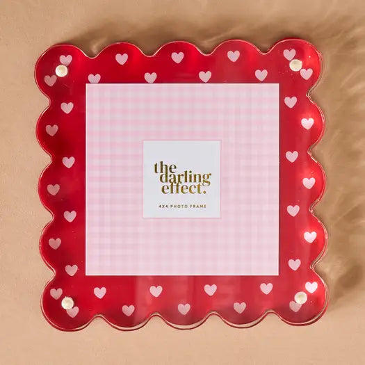 Square Scalloped Acrylic Frame-Tiny heart