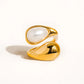 Sloan 18K Gold Non-Tarnish Pearl Wavy Ring