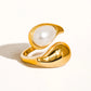 Sloan 18K Gold Non-Tarnish Pearl Wavy Ring