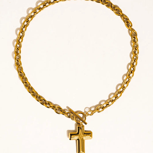 Trinite 18K Gold Non-Tarnish Cross Pendant Necklace