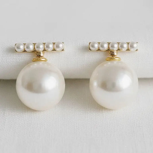 Geometric Pearl-Inspired Drop Earrings