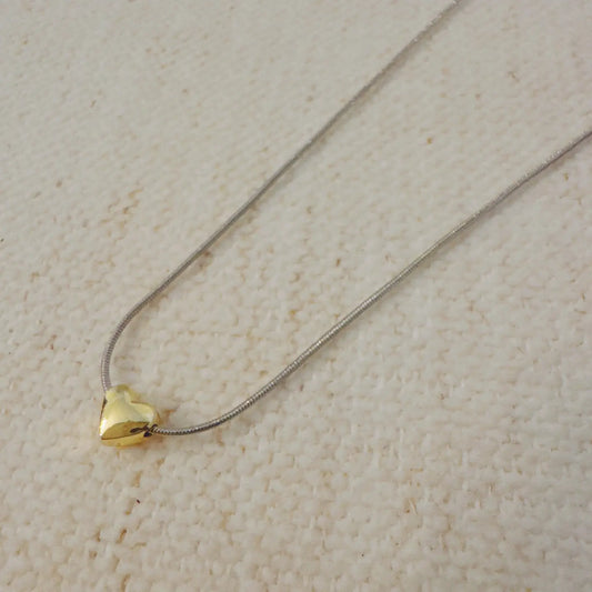 Two-Tone Petite Heart Pendant Necklace