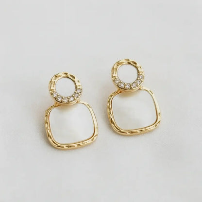 Geometric Square Shell Stud Earrings