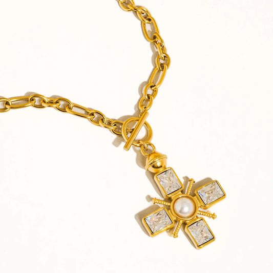 Patrice 18K Gold Non-Tarnish Cross Necklace